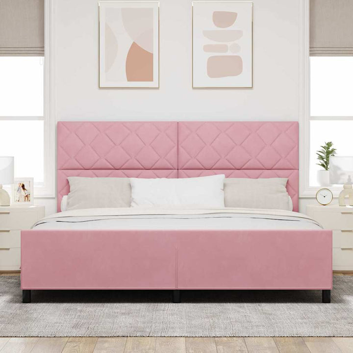 Box spring seng med hovedgærde Lyserød 200 x 200 cm Fløjl