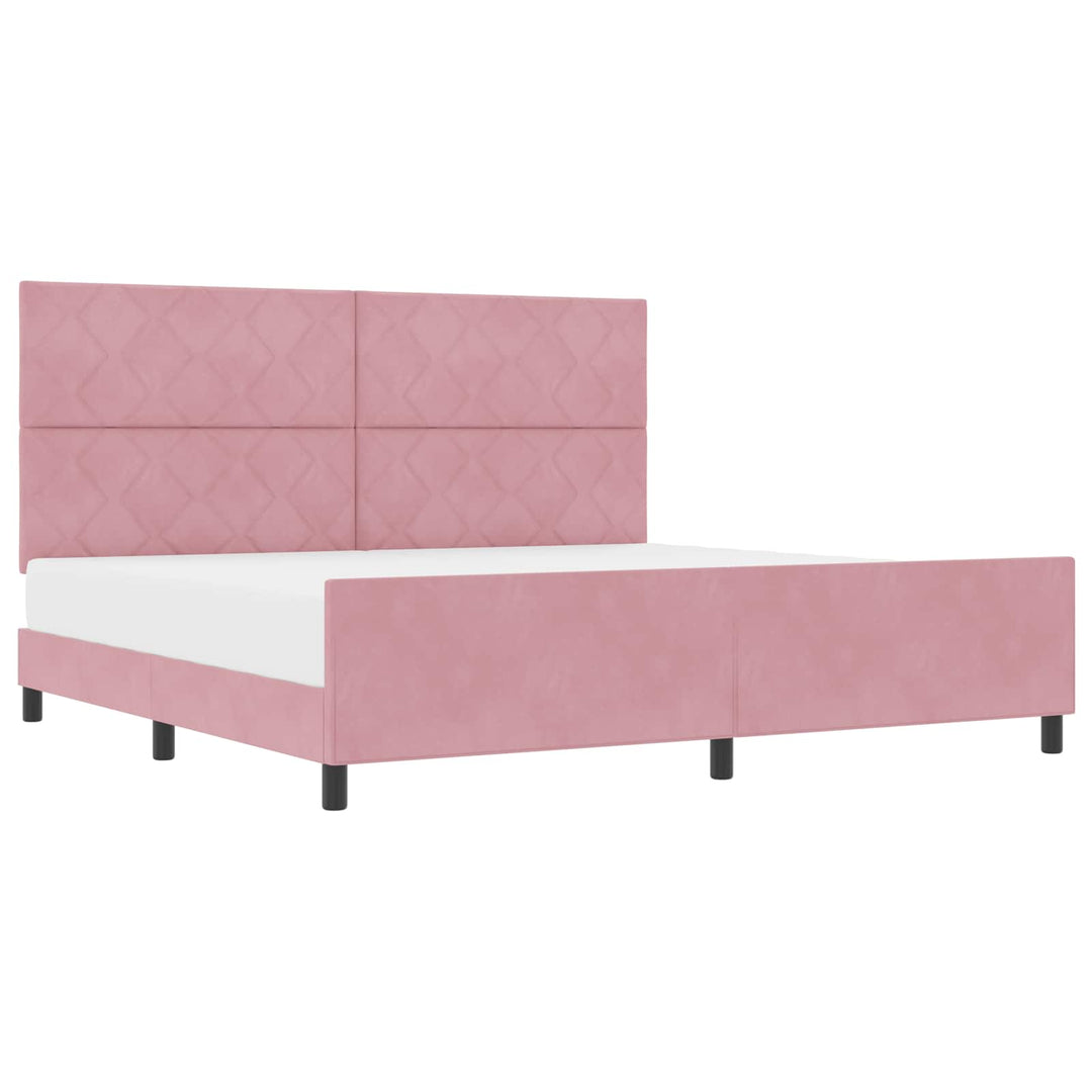 Box spring seng med hovedgærde Lyserød 200 x 200 cm Fløjl