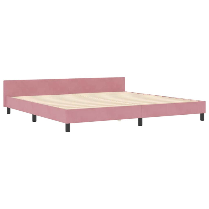 Box spring seng med hovedgærde Lyserød 200 x 200 cm Fløjl
