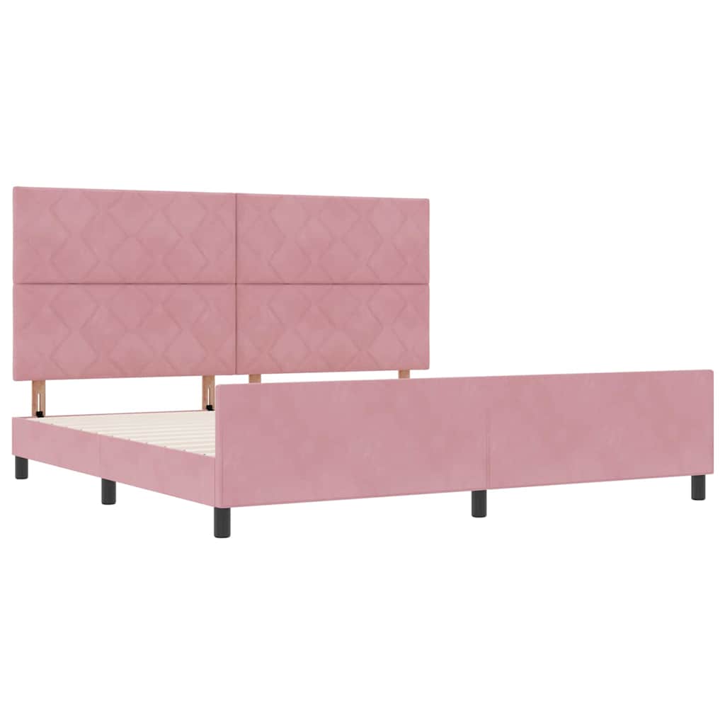 Box spring seng med hovedgærde Lyserød 200 x 200 cm Fløjl