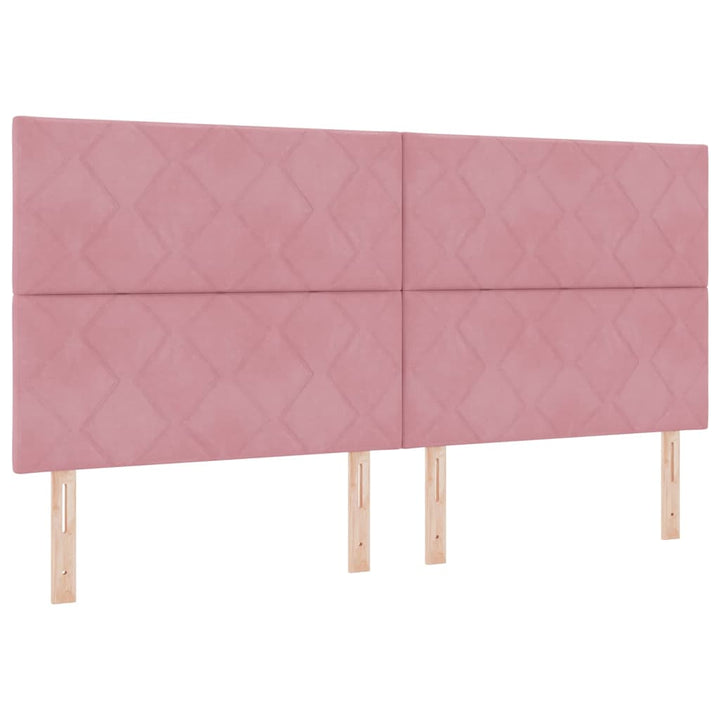 Box spring seng med hovedgærde Lyserød 200 x 200 cm Fløjl
