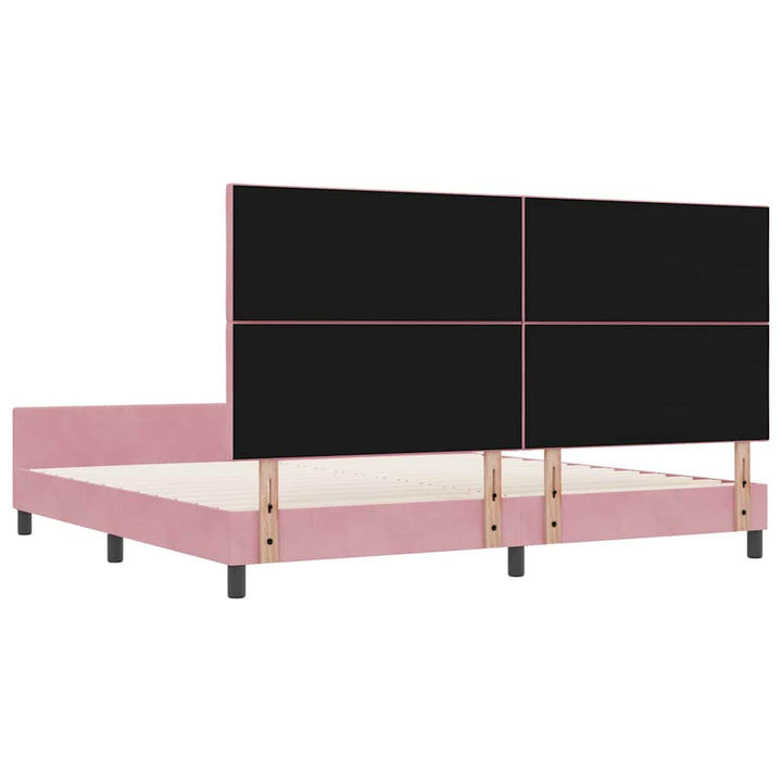 Box spring seng med hovedgærde Lyserød 200 x 200 cm Fløjl