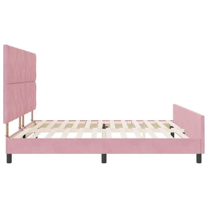 Box spring seng med hovedgærde Lyserød 200 x 200 cm Fløjl