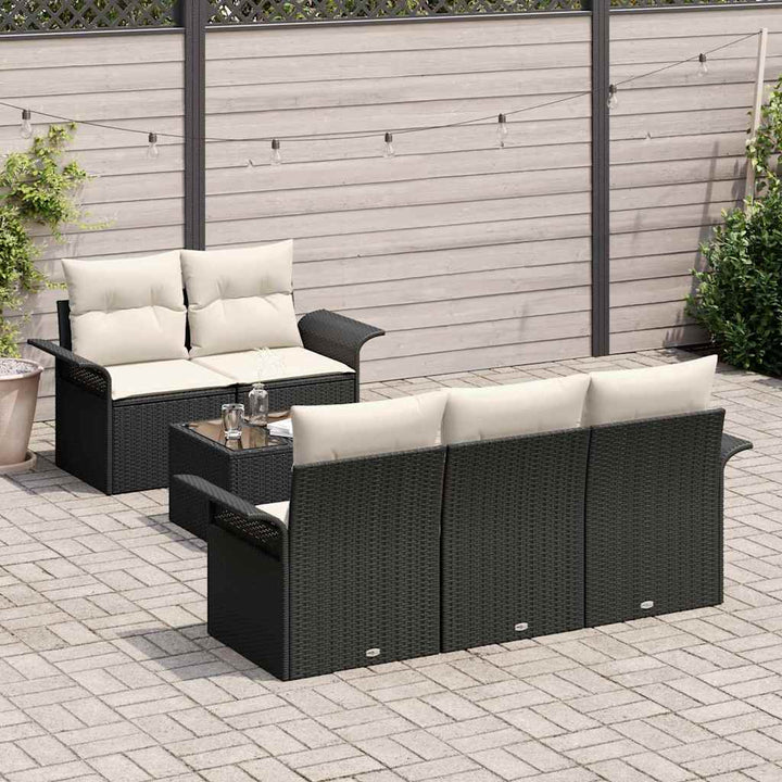 Havesofa Sæt med pude 6 pcs Sort og Cream 55 x 55 x 37 cm