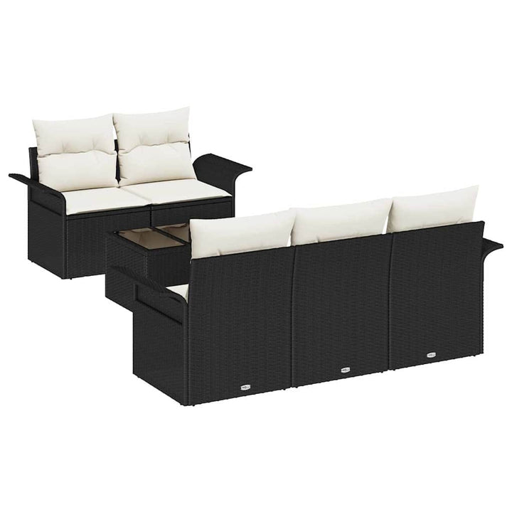 Havesofa Sæt med pude 6 pcs Sort og Cream 55 x 55 x 37 cm
