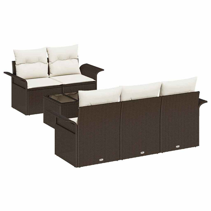 Havesofa Sæt med pude 6 pcs Brun og Creme 55 x 55 x 37 cm