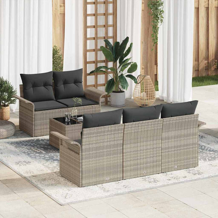 Havesofa Sæt med pude 6 pcs Lysegrå og mørkegrå 55 x 55 x 37 cm