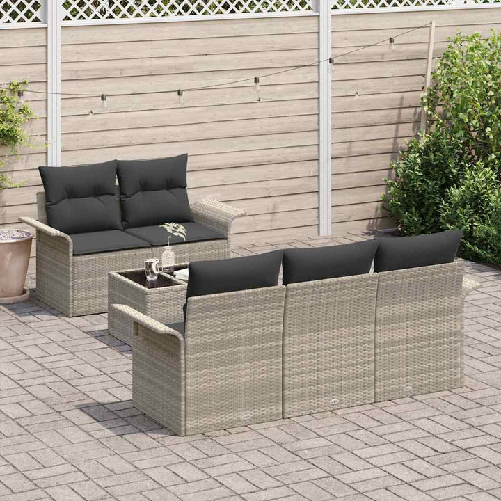 Havesofa Sæt med pude 6 pcs Lysegrå og mørkegrå 55 x 55 x 37 cm