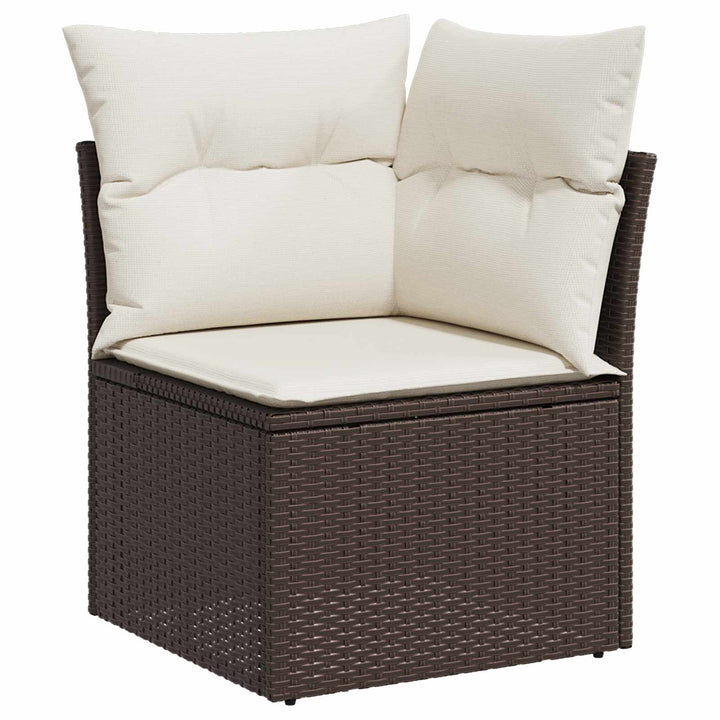 Havesofa Sæt 7 pcs 6-Seater Brun og cremefarvet polyrattan