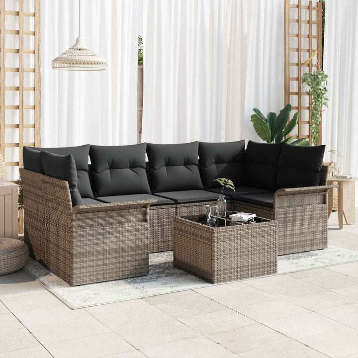 Havesofa Sæt 7 pcs 6-Seater Grå polyrattan