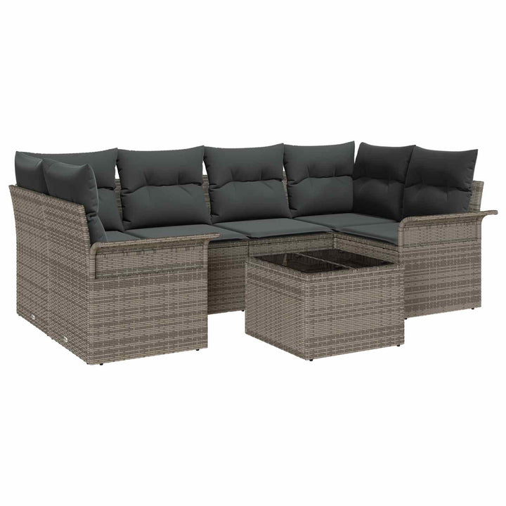 Havesofa Sæt 7 pcs 6-Seater Grå polyrattan