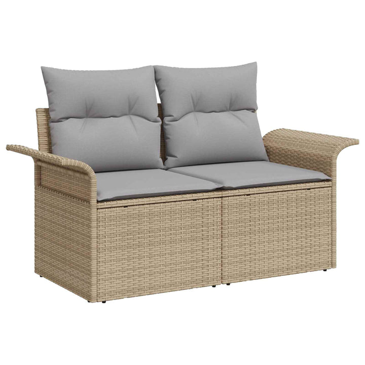 Havesofa Sæt 7 pcs 6-Seater Beige og grå polyrattan
