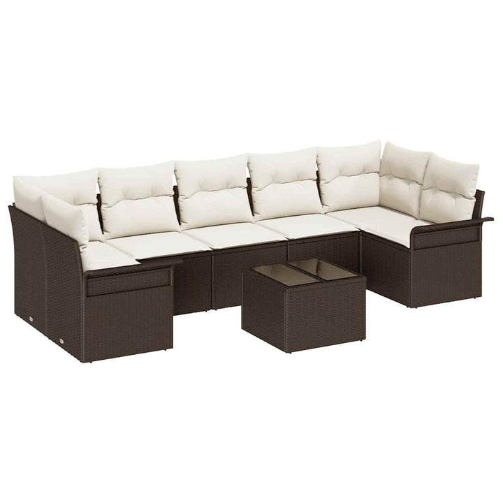 Havesofa Sæt med pude 8 pcs Brun og Creme polyrattan