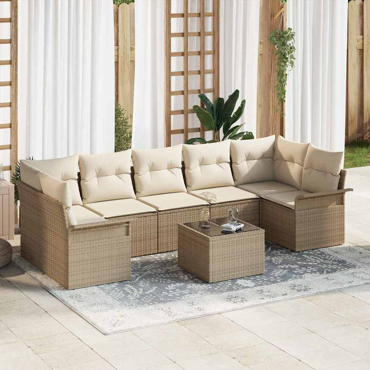 Havesofa Sæt 8 stk. Beige og creme polyrattan