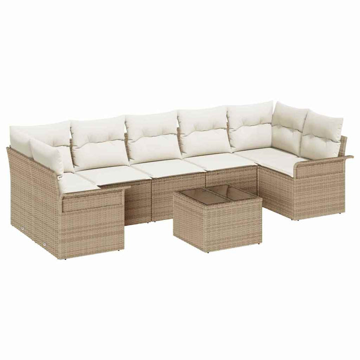 Havesofa Sæt 8 stk. Beige og creme polyrattan