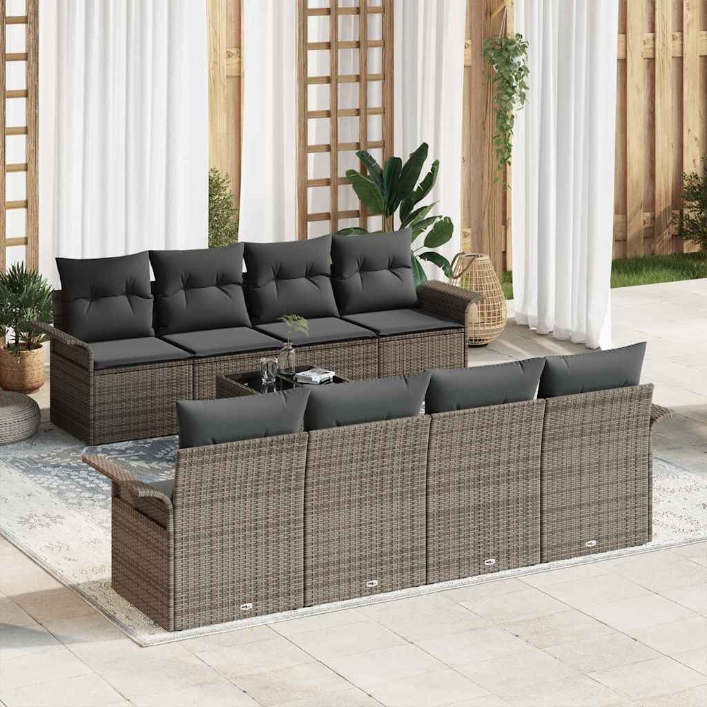 Havesofa Sæt med pude 9 pcs Grå 55 x 55 x 37 cm polyrattan