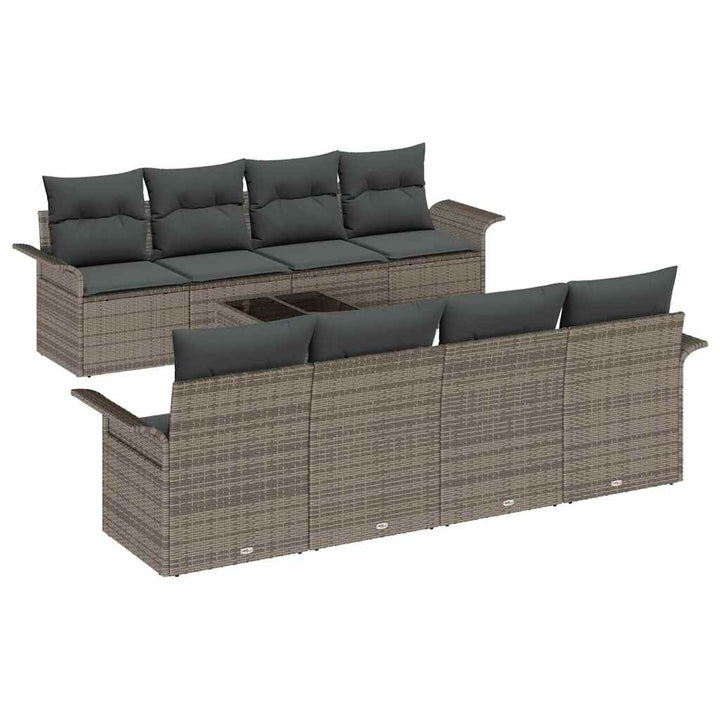 Havesofa Sæt med pude 9 pcs Grå 55 x 55 x 37 cm polyrattan