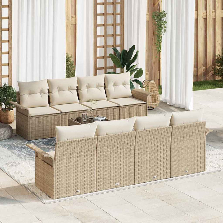 Havesofa Sæt 9 stk. 8-Antal sæder Beige og creme polyrattan