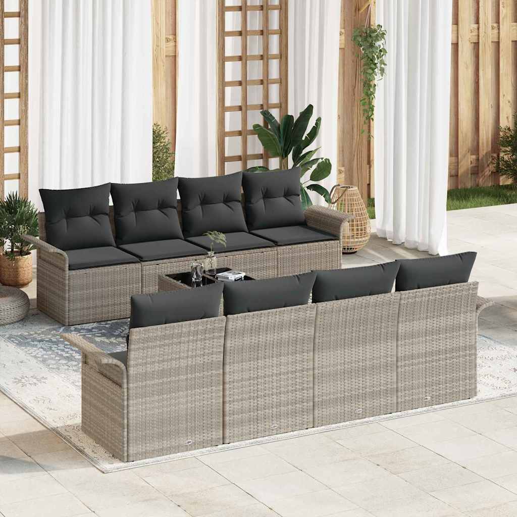 Havesofa Sæt med pude 9 pcs Lysegrå og mørkegrå 55 x 55 x 37 cm