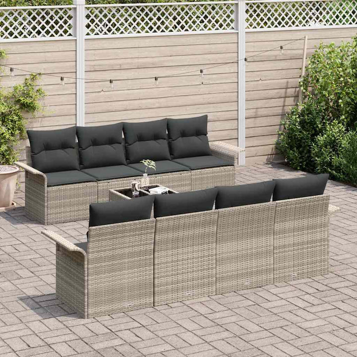 Havesofa Sæt med pude 9 pcs Lysegrå og mørkegrå 55 x 55 x 37 cm