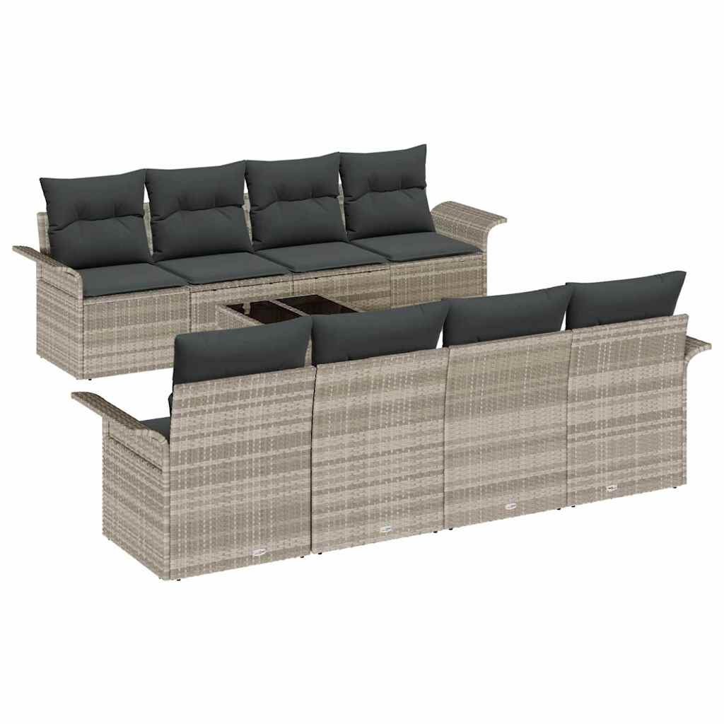 Havesofa Sæt med pude 9 pcs Lysegrå og mørkegrå 55 x 55 x 37 cm