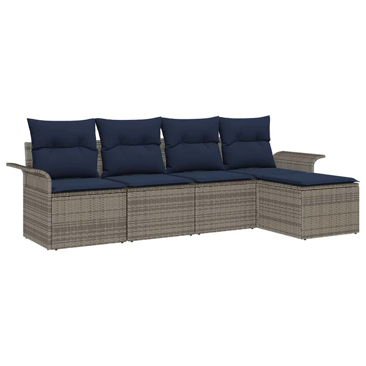 Havesofa Sæt med opbevaring 5 pcs Grå polyrattan