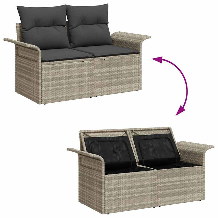 Havesofa Sæt 6 stk. Lysegrå polyrattan