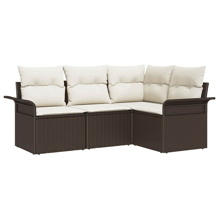 Havesofa Sæt med opbevaring 4 pcs Brun polyrattan