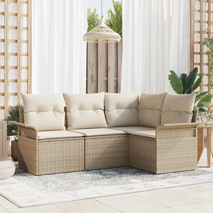 Havesofa Sæt 4 stk. Beige polyrattan