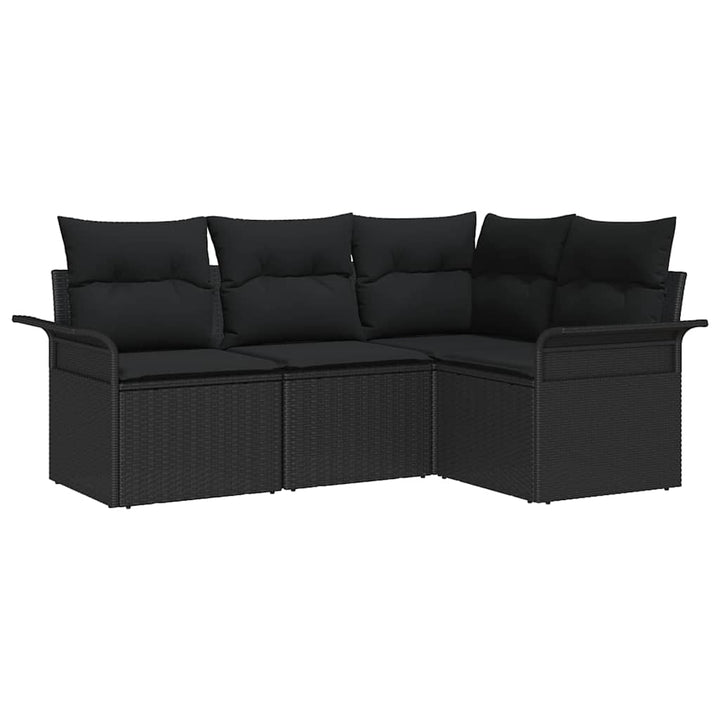 Havesofa Sæt 4 stk. Sort polyrattan