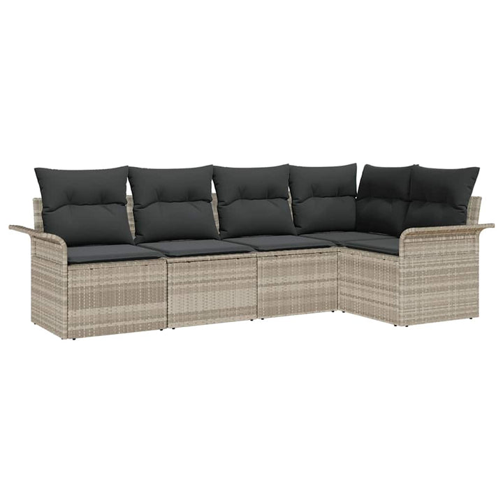 Havesofa Sæt med opbevaring 5 pcs Lysegrå polyrattan