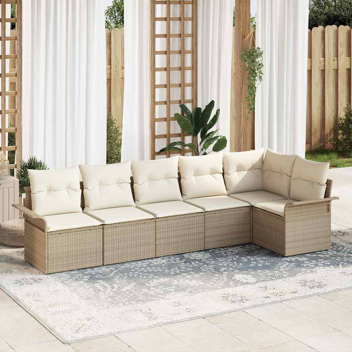 Havesofa Sæt 6 stk. Beige polyrattan