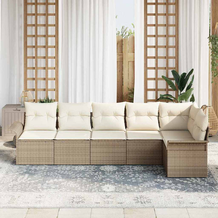 Havesofa Sæt 6 stk. Beige polyrattan
