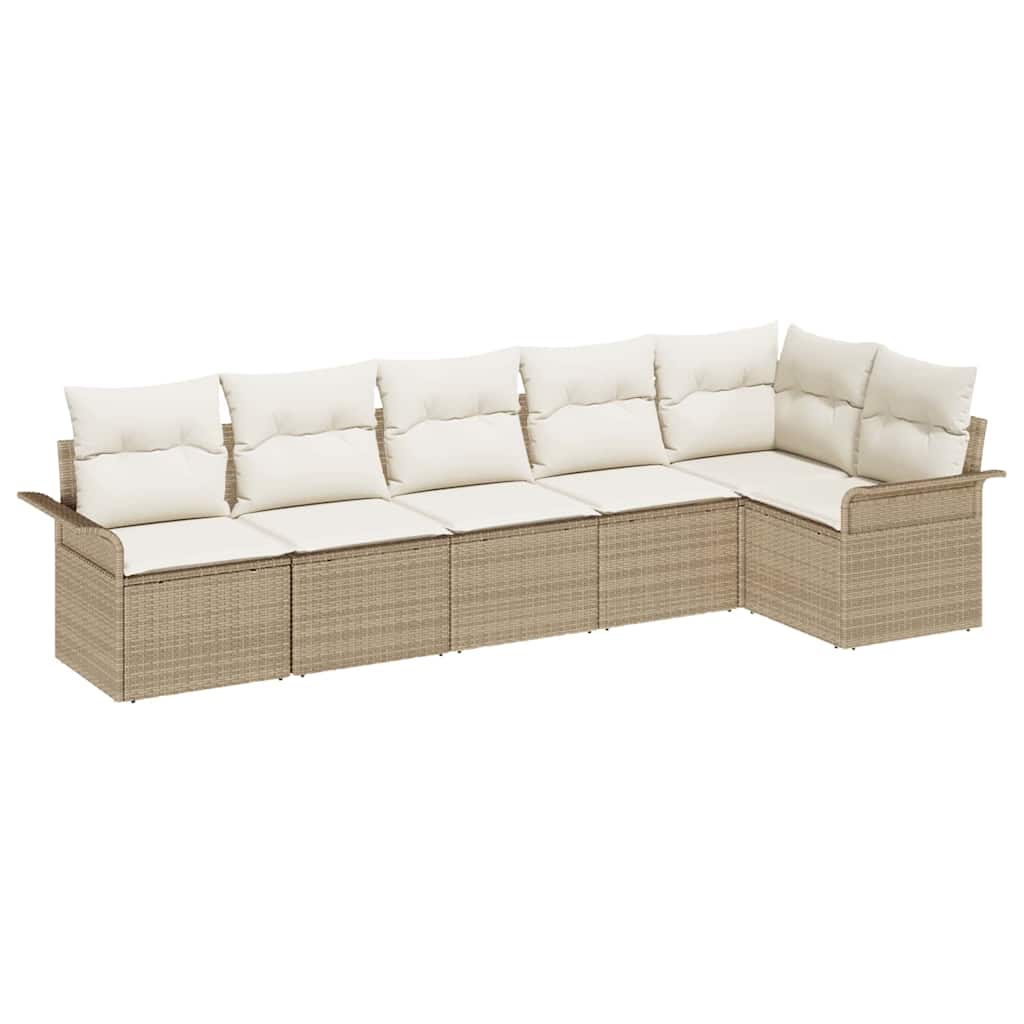 Havesofa Sæt 6 stk. Beige polyrattan