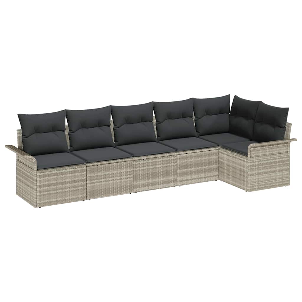 Havesofa Sæt med opbevaring 6 pcs Lysegrå polyrattan