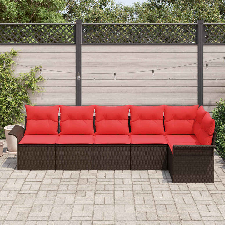 Havesofa Sæt med opbevaring 6 pcs Brun polyrattan