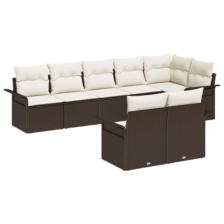 Havesofa Sæt med opbevaring 8 pcs Brun polyrattan