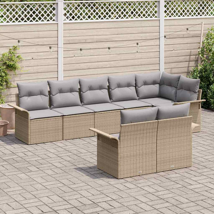 Havesofa Sæt med opbevaring 8 pcs Beige polyrattan