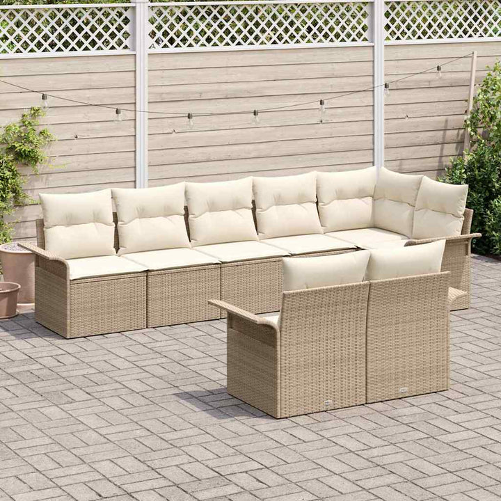 Havesofa Sæt med opbevaring 8 pcs Beige polyrattan
