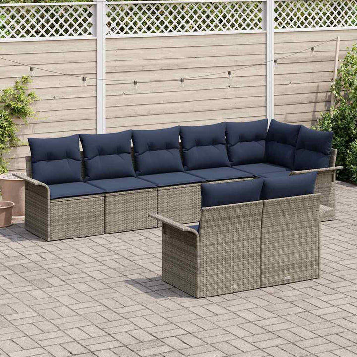 Havesofa Sæt med opbevaring 8 pcs Grå polyrattan