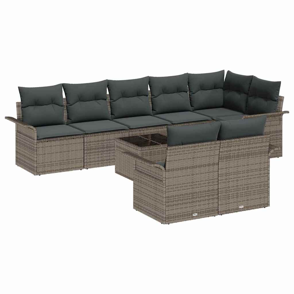Havesofa Sæt med opbevaring 9 pcs Grå polyrattan
