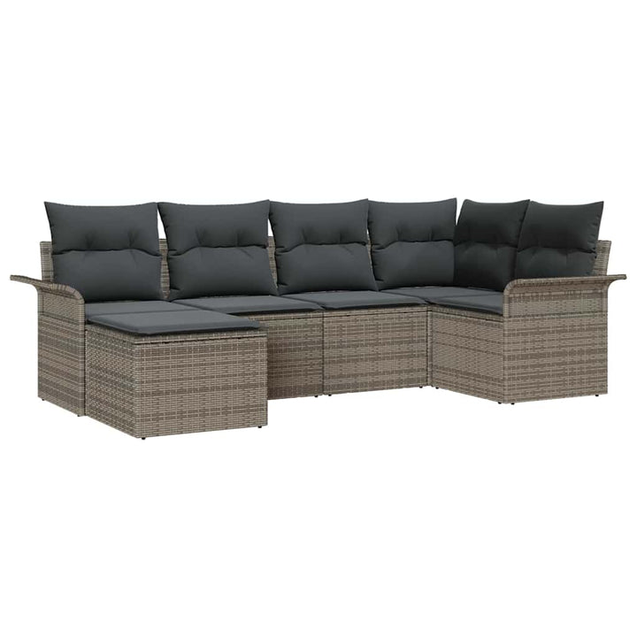 Havesofa Sæt med opbevaring 6 pcs Grå polyrattan