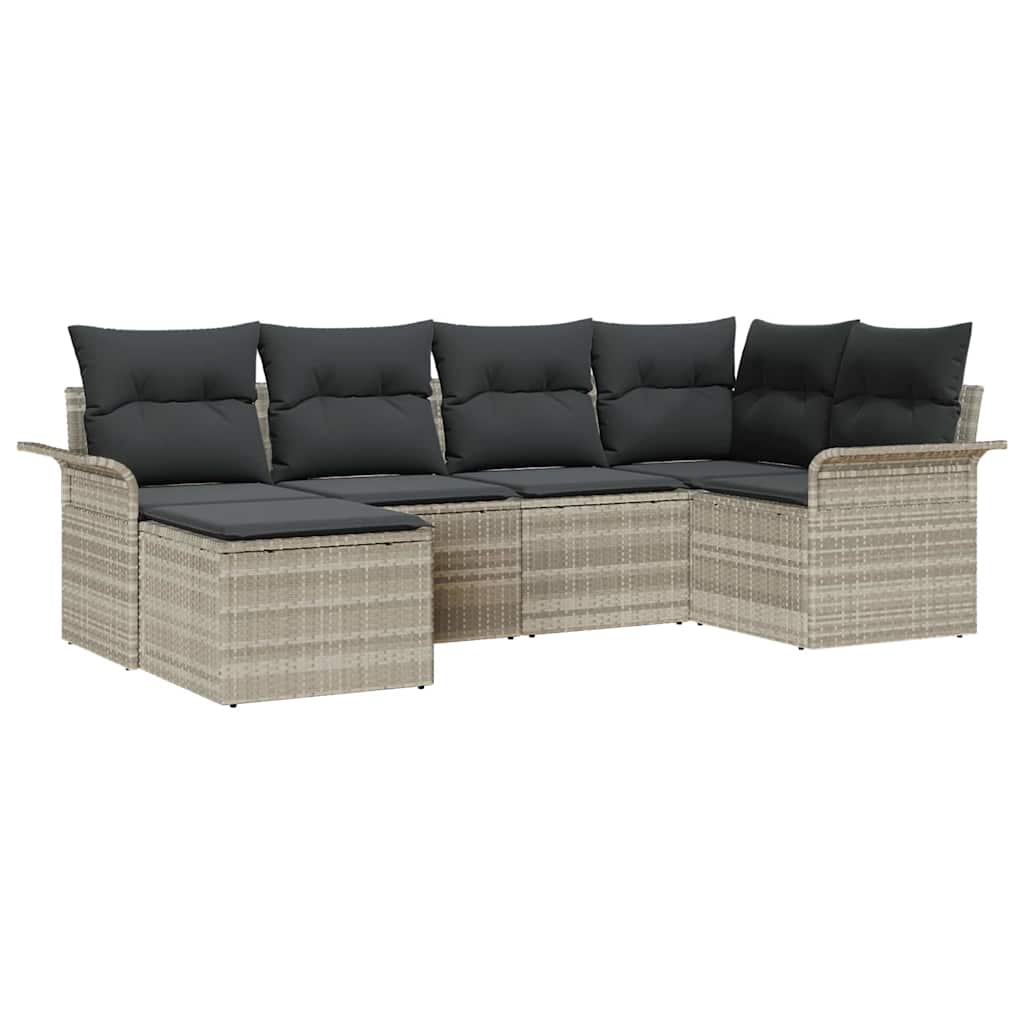 Havesofa Sæt med opbevaring 6 pcs Lysegrå polyrattan