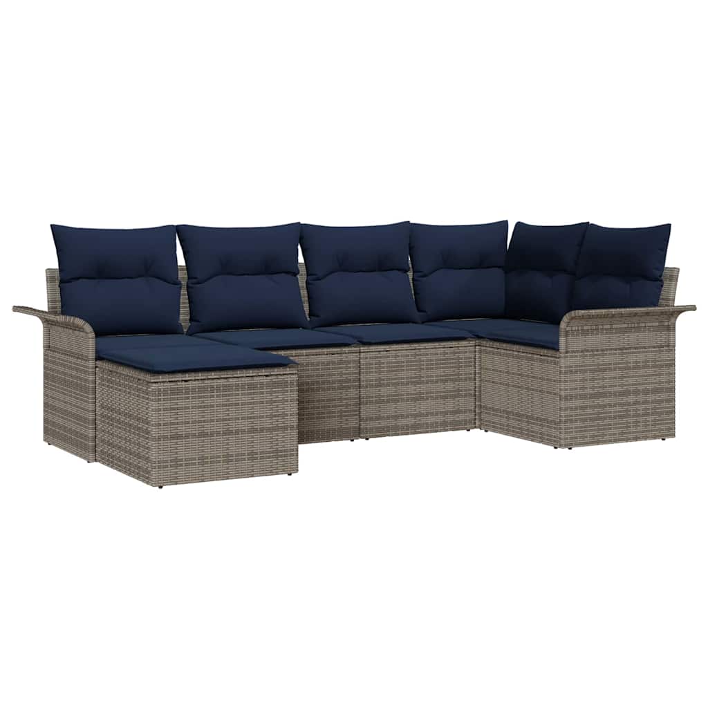 Havesofa Sæt med opbevaring 6 pcs Grå polyrattan