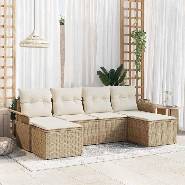 Havesofa Sæt 6 stk. Beige polyrattan