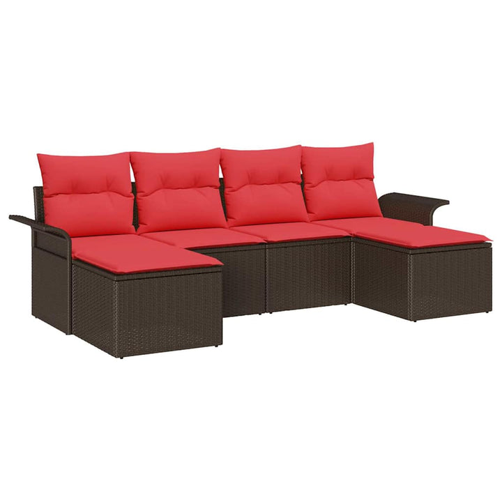 Havesofa Sæt 6 stk. Brun Poly rattan