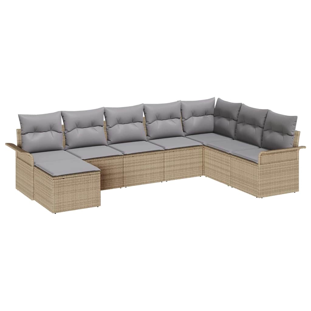 Havesofa Sæt 8 stk. Beige Poly rattan