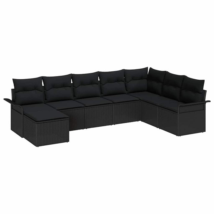 Havesofa Sæt 8 stk. Sort Poly rattan