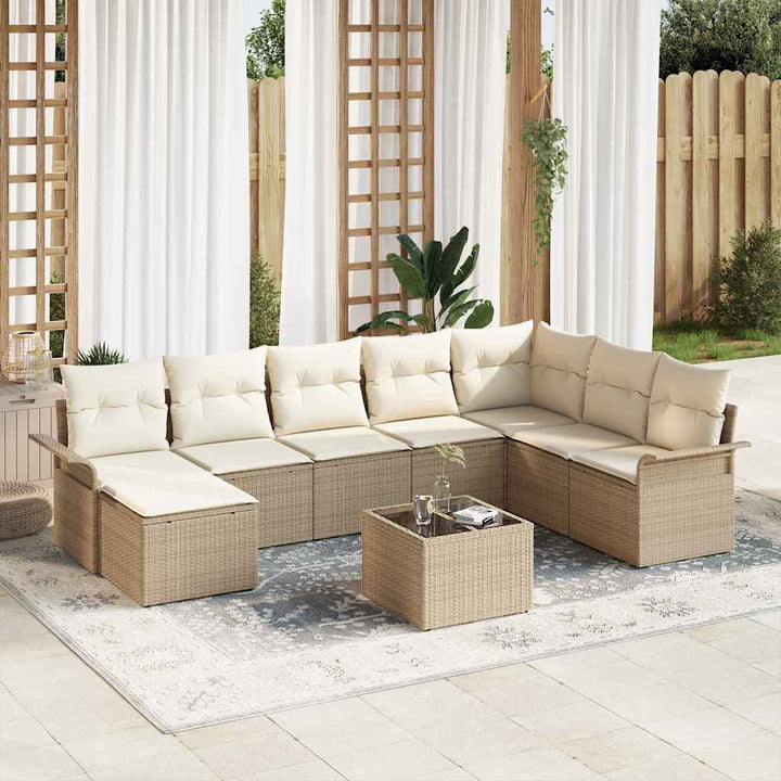 Havesofa Sæt 9 stk. Brun Poly rattan