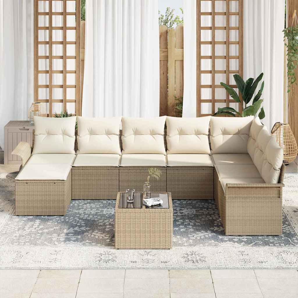 Havesofa Sæt 9 stk. Brun Poly rattan